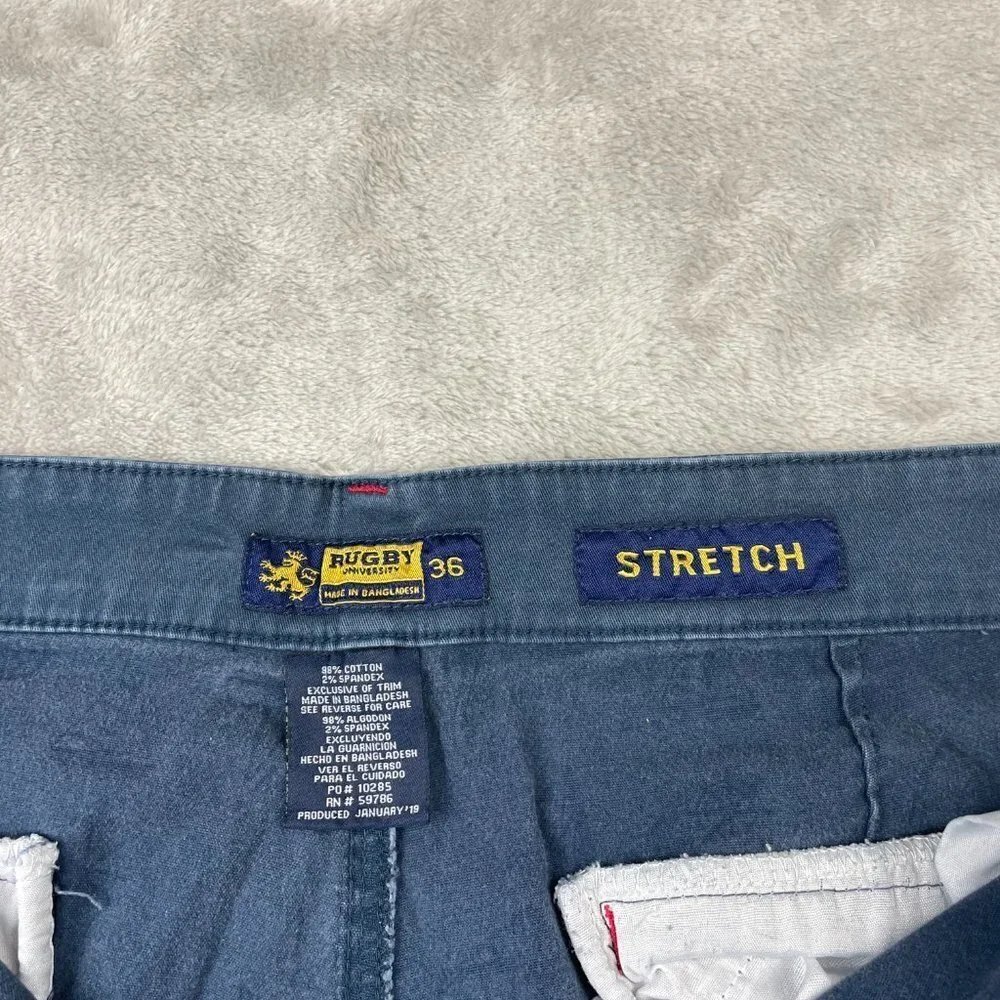 Rugby University Nautical Boat Themed Flat Front Stretch Shorts Men's Size 36